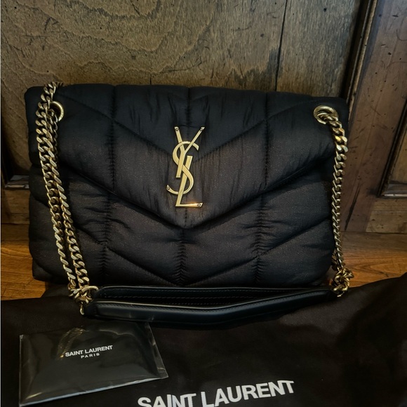 NWT Saint Laurent LOULOU puffer in black and gold - Picture 9 of 9
